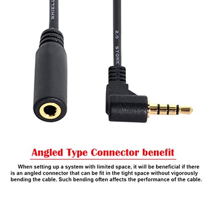 chenyang Headphone/Audio Extension Cable,4 Pole 3.5mm Male to 3.5mm Female Audio Stereo Headphone 90 Degree Angled Extension Cable 10cm - color: 4 Pole Audio/Microphone