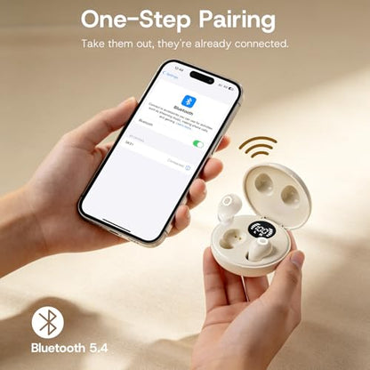 Invisible Small Hidden Mini Earbuds Wireless Bluetooth Tiny Ear Buds for Smaller Ears Soft In Ear Low-Profile Headphones ENC Noise Cancelling Discreet Small Earphones for iPhone Android Work Sleeping - color: Purple