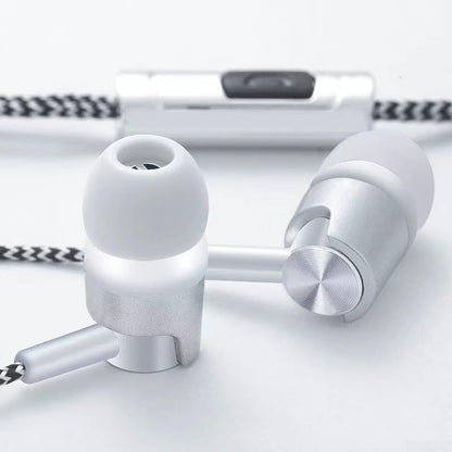 Wired In-Ear Headphones with Noise Cancelling and Ergonomic Design for Secure Fit, Sound Earbuds with 3.5mm Jack Compatible with Mobile Phones and Devices, Blue(silver) - color: Silver