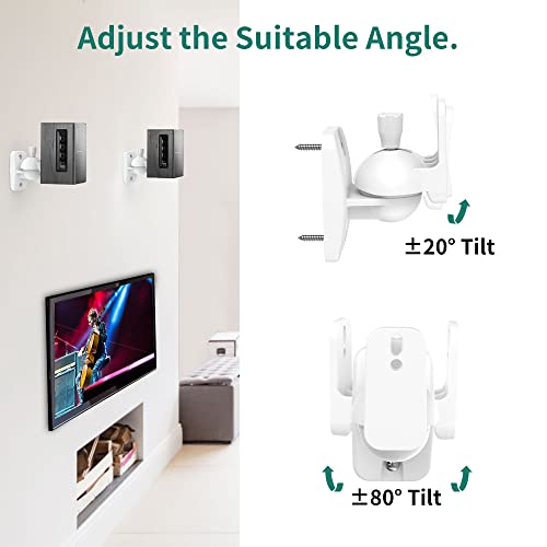 Speaker Wall Mount Brackets - Surround & Bookshelf Speaker Wall Mounts Kit, Holds up to 8 lbs, 4 Pack, White - color: 4P-White