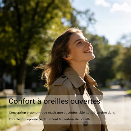 Open Ear Headphones Over Ear Earbuds with Earhook Directional Sound Bluetooth 6.0 Endurance Dual-Layer Silicone Comfort ENC Clear Calls, Waterproof Workout Earphones (Black) - color: Black