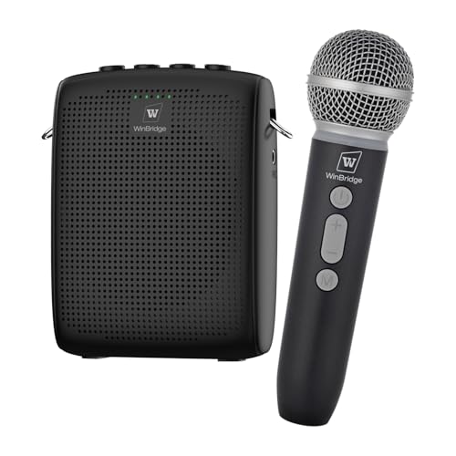 WinBridge Wireless Voice Amplifier with Microphone for Teachers,Tour Guides | Portable PA System with Wireless Handheld Mic, Bluetooth Speaker for Classroom, Public Speaking & Outdoor Events WB009