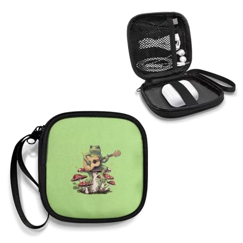 Portable Wireless Headphone Case Earphone Storage Bag with Zipper Enclosure Compatible with Apple Air Ports - Mushroom Frog - color: Mushroom and Frog