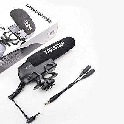 SGC-600 Universal Shotgun Mic for Camera & Phone, 3.5mm with Shock Mount | Universal 3.5mm Shotgun Mic fits Phones/DSLRs/Camcorders, Shock Mount & Windscreen Included, Ideal for Vlog & Recording