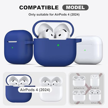for AirPods 4th Case Cover with Cleaner Kit, Soft Skin Silicone Case Cover with Keychain, Full Protective Case for Men and Women, Compatible with Apple Latest AirPods 4 Case 2024, Royal Blue - color: C Royal Blue