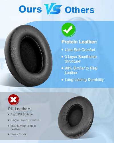 FEYCH Beats Studio Replacement Earpads for Beats Studio 3 &Beats Studio 2 (B0500/ B0501) 2 Pieces Noise Isolation Comfortable Memory Foam Ear Cushions (Black) - color: Black