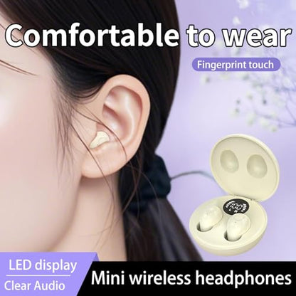 Mini Invisible Earbuds for Work and Sleep - Best Small Earbuds for Small Ear Canals - color: Beige