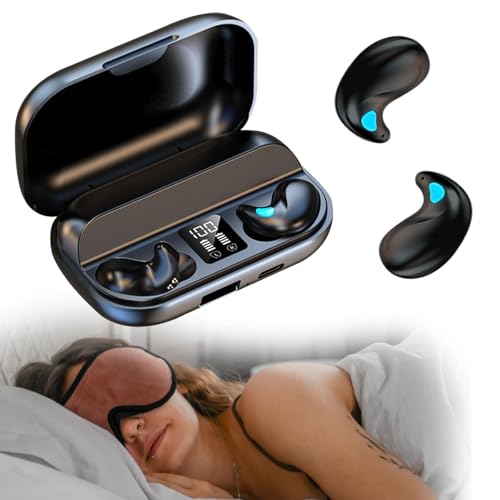 Xmenha Flat Invisible Sleep Wireless Earphone IPX5 Waterproof Thin Invisible Sleep Earbuds for Side Sleepers Sleep Ear Buds Smallest Tiny Small Mini Discreet Earbud for Sleeping Invisible Headphones - color: Black