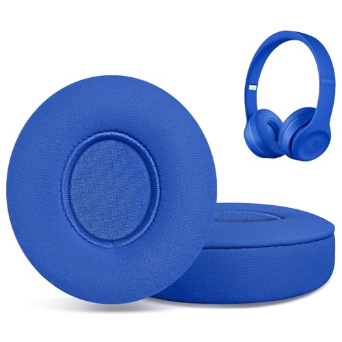 Replacement Ear Pads for Beats Solo 2 & Solo 3 Wireless On-Ear Headphones, Ear Cushions, Headset Earpads, Ear Cups Cover with Soft Protein Leather (Blue) - color: Blue