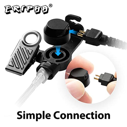 2-Pin Earpiece with PTT Mic for UV-5R/BF Series & Kenwood TK | 2-Way Radio Headset