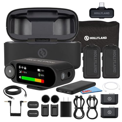 Hollyland Lark MAX 2 Combo Wireless Microphone System Bundle with Cables, 2-Person 2.4GHz Mic Kit for Camera and Phone - style: Combo (2 TX+ Camera RX+ USB-C RX)