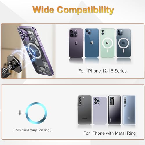 for MagSafe Clamp Mount Phone Holder Handlebar, 360° Swivel Magnetic Mic Stand Phone Holder Microphone Stand Phone Mount Clip for iPhone 16 15 14 MAX Pro Samsung Galaxy Any Smartphones - style: Magnetic