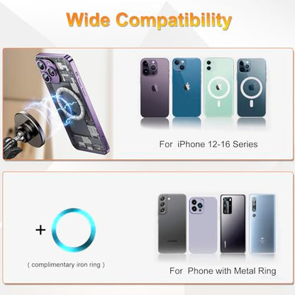 for MagSafe Clamp Mount Phone Holder Handlebar, 360° Swivel Magnetic Mic Stand Phone Holder Microphone Stand Phone Mount Clip for iPhone 16 15 14 MAX Pro Samsung Galaxy Any Smartphones - style: Magnetic