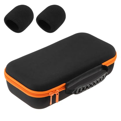 Wireless Microphone Case 11.41"x6.1" EVA Dual Mic Travel Bag for JBL Mics | Rubber handle hard storage box, Fits similar sized mics, soft pad protect, Karaoke Singing, easy travel , 2 foam covers