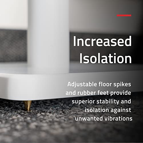 Fluance Floor Speaker Stands for Surround Sound and Bookshelf Speakers with Solid Construction, Adjustable Floor Spikes, Rubber Isolation Feet, Cable Management, Square Base - Matte White/Pair SS05SWH - style: Matte White - Square Base