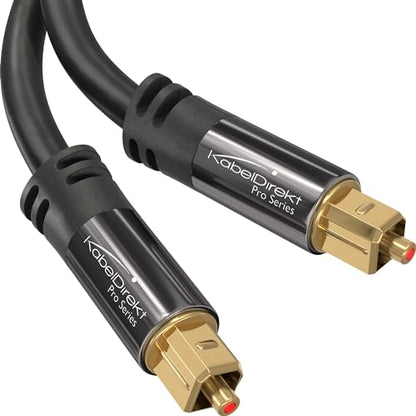KabelDirekt – Optical Audio TOSLINK Cable – 35ft – Soundbar | Optical digital audio cable: Perfect for equipment with a TOSLINK interface (OPT In / OPT Out or S/PDIF In / S/PDIF Out) - size: 35 ft