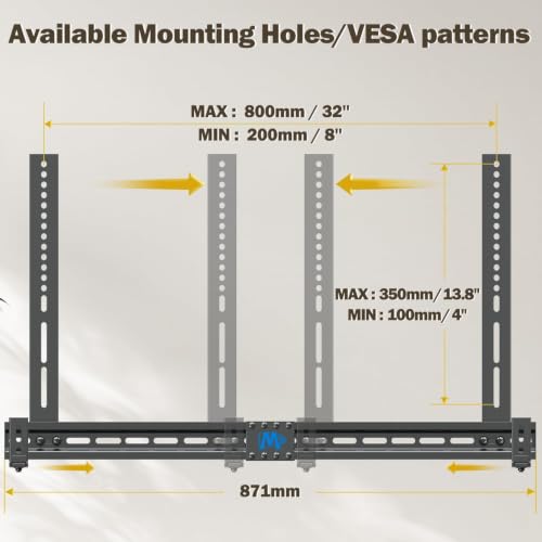 Mounting Dream Soundbar Mount Sound Bar TV Bracket Holds up to 20 Lbs | Universal Sound Bar Mount for Soundbars with/ without Holes, Non-Slip Base Holder Extends 3.4"-6.1", Easy to Install, MD5425 - size: For soundbars up to 20lbs