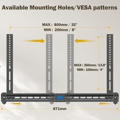 Mounting Dream Soundbar Mount Sound Bar TV Bracket Holds up to 20 Lbs | Universal Sound Bar Mount for Soundbars with/ without Holes, Non-Slip Base Holder Extends 3.4"-6.1", Easy to Install, MD5425 - size: For soundbars up to 20lbs