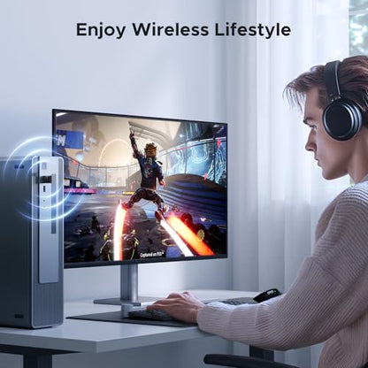 UGREEN PC 블루투스 5.4 동글 수신기 EDR 및 BLE용 USB 블루투스 어댑터, 플러그 앤 플레이 윈도우 11/10/8.1 지원, 데스크톱, 노트북, 헤드폰, 키보드, 마우스, 스피커, 프린터용 - size: Small