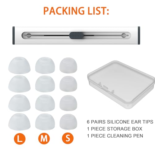 6 Pairs Replacement Silicone Ear Tips Compatible with Beats Studio Buds/Fit Pro/Studio Buds +, Silicone Earbuds Eartips Buds Cover Set for Beat Studio Buds (Transparent with Pen) - color: Transparent with Pen