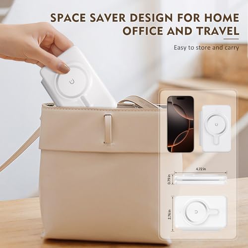 Charging Station for Apple Devices: Magnetic Wireless Charger for iPhone | Charges iPhone 17-12 Watch & AirPods Simultaneously,No Cable Clutter on Desk Bedside,Foldable Compact for Travel, 18W Adapter - color: White