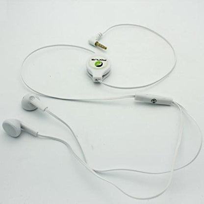 G7 ThinQ Compatible Retractable Headset Hands-free w Mic Dual Earbuds Earphones Wired Headphones 3.5mm [White] for LG G7 ThinQ
