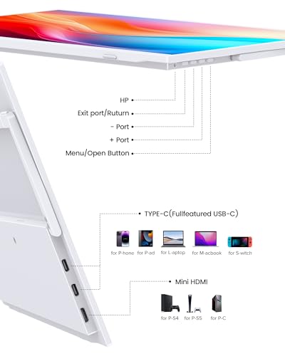 UPERFECT Portable Monitor 15.6", 125% sRGB 1080P Laptop Monitor (White) - size: 15.6 Inches