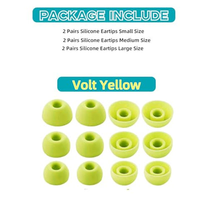 Silicone Tips Replacement Earbuds Tips for Beats Studio Buds/Fit Pro Ear Tips Eartip Fit in The Charging Case Ear Covers, S/M/L, 6 Pairs, Volt Yellow - color: Volt Yellow