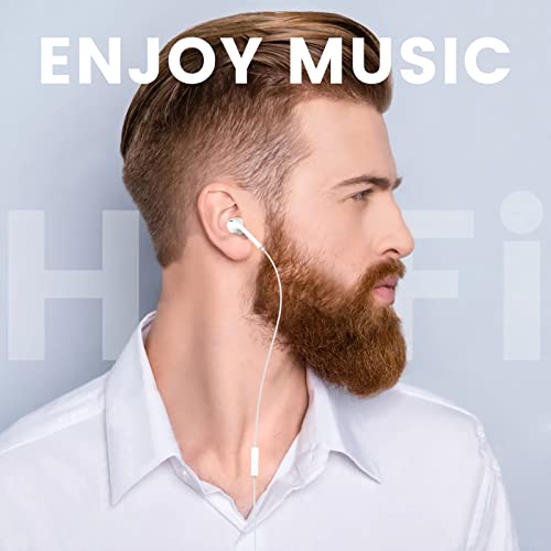 MOSWAG in Ear Headphones, Half in Ear Headphones with Mic Built in Volume Control Suitable for IPad, Android, MP3, Samsung Most 3.5mm Audio Devices - color: White, size: 2 pack