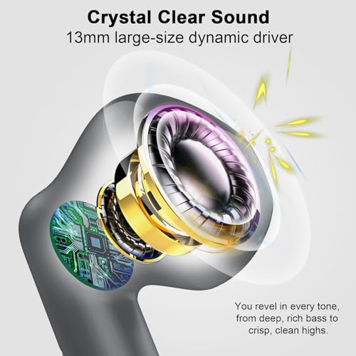 Wireless Earbuds, Bluetooth 5.4 Headphones in Ear with Noise Cancelling Mic | Bluetooth Earbuds Stereo Bass, IP7 Waterproof Sports Earphones, 32H Playtime USB C Charging Ear Buds Gray for Android iOS - color: Dark Gray