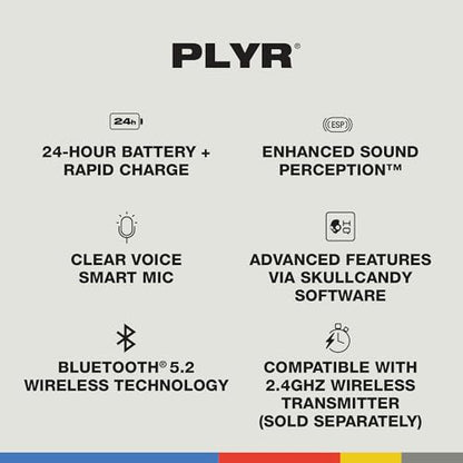 Skullcandy PLYR Multi-Platform Over-Ear Wireless Gaming Headset, Enhanced Sound Perception, 24 Hr Battery, AI Microphone, Works with Xbox PlayStation and PC - Black - color: Black Digi-Hype