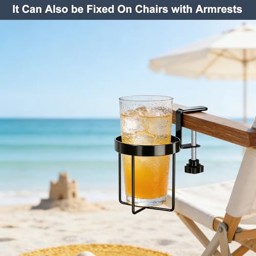 Desk Cup Holder Clamp, Anti-Spill Clip On Table Cup Holder Rotatable | Water Bottle Stand Drink Coffee Mug Storage, Office Accessories for Home and School (Black) - color: Simple Line Desk Cup Holder