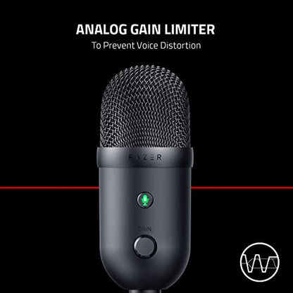 Razer Seiren V2 X PC 스트리밍 및 게임용 USB 콘덴서 마이크: 슈퍼카디오이드 픽업 패턴 - 통합 디지털 리미터 - 마이크 모니터링 및 게인 컨트롤 - 내장 충격 흡수 장치