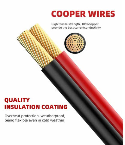 SAE 연장 케이블 12AWG 3m(10피트) 자동차 RV 태양열용 | SAE to SAE 연장 코드, 12AWG 순수 구리, 3m(10피트), 이중 PVC 재킷, 자동차/RV/트럭/보트/태양열용, 더스트 캡 포함, - size: 10피트