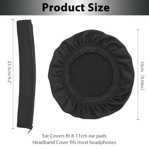 Adhiper Headphone Ear Pads Covers & Headband Cover, 1 Pairs Strechable Washable Sweat Headphone Ear Covers & Headband Cover Protector for Gym, Gaming, Fit 3.5" - 4.3" Earpads