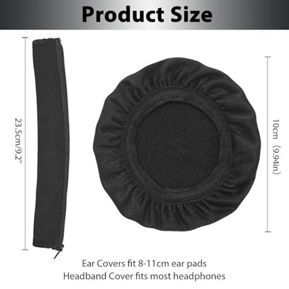 Adhiper Headphone Ear Pads Covers & Headband Cover, 1 Pairs Strechable Washable Sweat Headphone Ear Covers & Headband Cover Protector for Gym, Gaming, Fit 3.5" - 4.3" Earpads