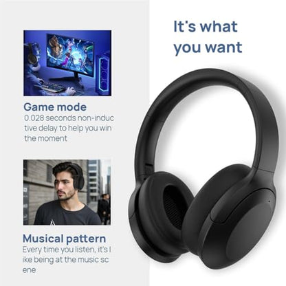 GU-DI Active Noise Cancelling Wireless Bluetooth Over Ear Headphones | Hi-Res Audio, Deep Bass, with mic, Foldable Lightweight, Travel Home Office Gym Cellphone PC