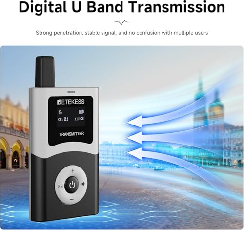 Retekess T130U(4nd Gen T130)Tour Guide System,Tour Guide Headsets(4TX 60RX) | for Tourist Groups, U-Band Digital Mode, 60-Slot Charge Case, 200M, 40H, One-Key Operation, Wireless Connection - style: 4-60