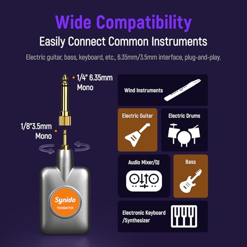 Wireless Guitar Sound Card, 24bit/96kHz Low Latency Audio Interface | Built-in rechargeable battery & lightweight portable design, perfect for recording, live streaming and DJ performance