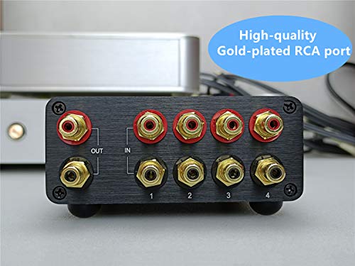S1 4 Way RCA Audio Switch Stereo Switcher Selector Box | 4 IN 1 OUT you quickly sw between 4 audio sources in, avoiding frequent cable changes，Bi-Direction passive no need power - color: 4-WAY RCA Switch(4 IN 1 OUT)-Upgrade version