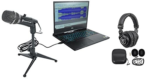 Rockville A-Stream USB Streaming Podcast Microphone with PRO-M50 Headphones | Gain & Mute Controls, USB Plug & Play, 20Hz-20kHz, 40mm Drivers, Stand, Cable, Carry Case, Podcast Streaming, 2-items