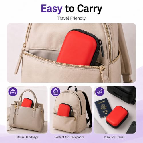 Headphone Case Hard Edge Zipper Bag Compact Portable Headset Storage Bag for Wireless,Headphones Earbuds Cables Charging Cable Travel Waterproof Commuting Home - color: Red