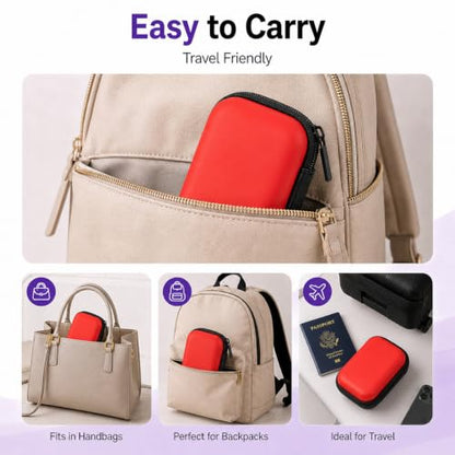 Headphone Case Hard Edge Zipper Bag Compact Portable Headset Storage Bag for Wireless,Headphones Earbuds Cables Charging Cable Travel Waterproof Commuting Home - color: Red