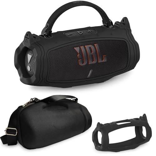 JCHPINE Silicone Cover and Carrying Case for JBL Charge 6 Bluetooth Speaker | Accessories for JBL Charge 6 AI Sound Bluetooth Speaker Protective Cases with Shoulder Strap (Black) - color: Black