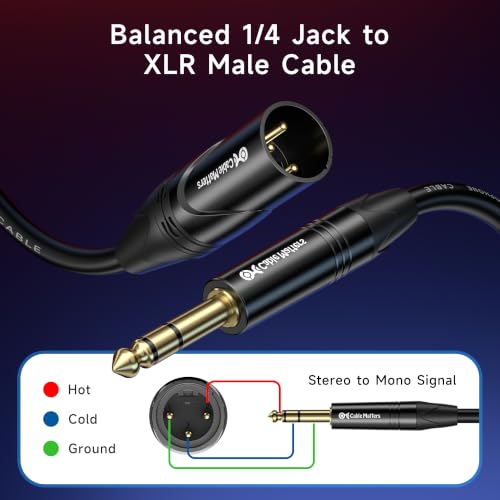 Cable Matters 6.35mm 1/4 Inch TRS to XLR Cable, Male to Male, 3ft - size: 3 ft