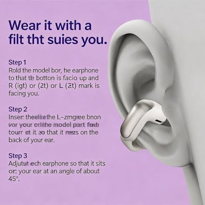 True Wireless Open Ear Clip On Earbuds with Open Audio Awareness Comfortable Fit Immersive Sound 48H Playtime Limited Edition Lilac (White) - color: White