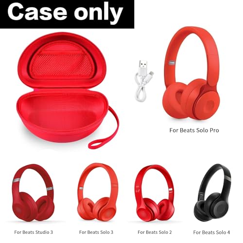 COMECASE Case for Beats Solo 4/Studio Pro Headphones with Mesh Pocket | Water-Resistant Hard Shell, Wrist Strap for Easy Carrying, Travel Storage, Fits Solo 2/3, Solo Pro and Studio3,Red, Bag Only - color: Red
