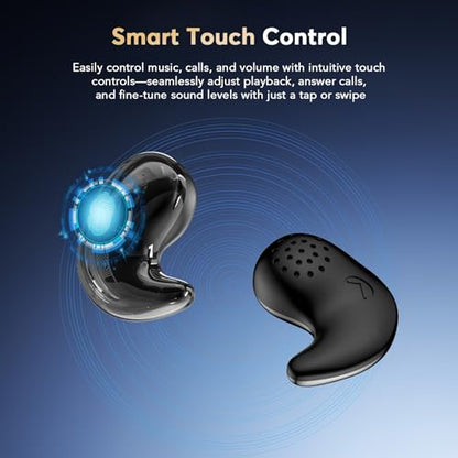 Side Sleeper Sleep Earbuds, Ultra Flat Invisible Hidden Bluetooth Headphones, Zero Pressure White Noise Sleep Earphones, No Lights or Pop-Up Alerts for All Night Comfortable Undisturbed Sleep