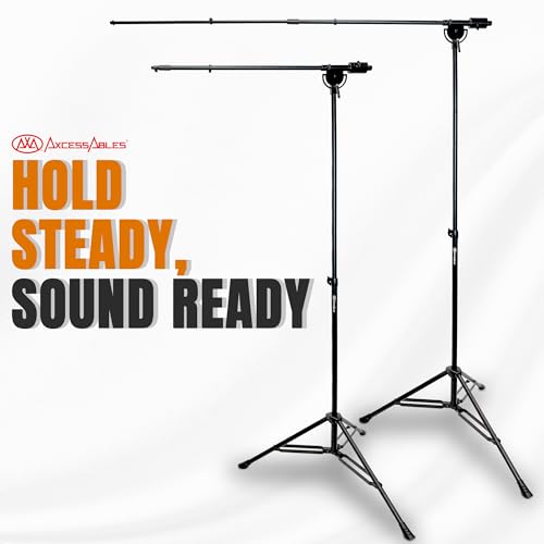AxcessAbles AXCMB-T Heavy Duty Microphone Boom Stand with Weighted Tripod Base | 80.5-inch Height Overhead Mic Stand | 65.5-Inch Boom Arm Stand | Shotgun Video Mic Stand | All Metal Construction - size: Tripod Base