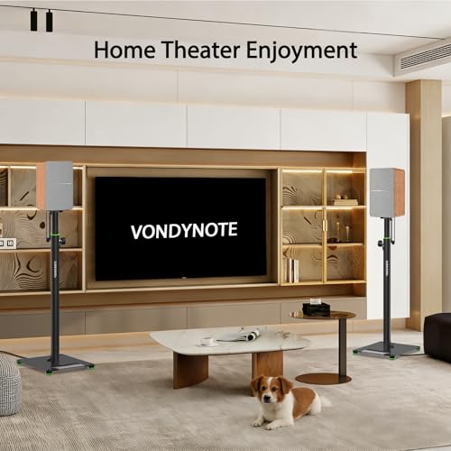Vondynote Bookshelf Speaker Stands Pair 31"-50" Floor Speaker Stands | Height Adjustable, Floor Speaker Stands, For Rear Surround Sound Speakers, Cable Management